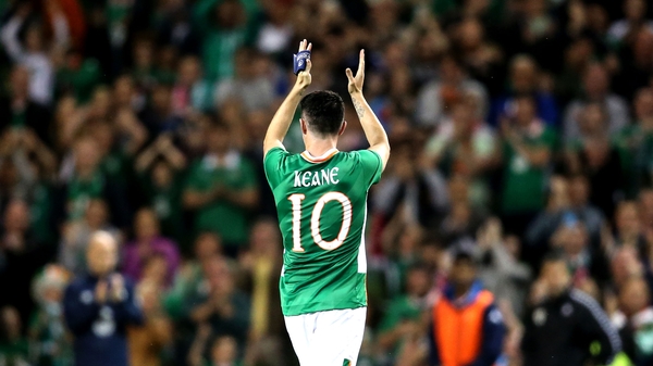 Robbie Keane receives a standing ovation as he leaves the field