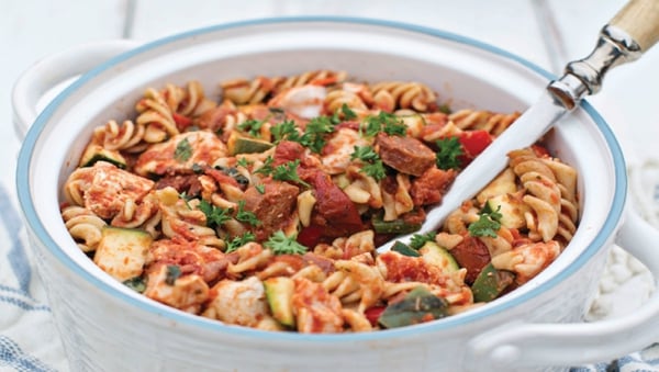 Aoife Hearne shares her recipe for chicken and chorizo pasta bake from her book The Plan. This dish is a great family favourite and is just 551 calories!