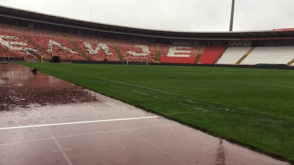 The pitch in Belgrade has held up after torrential rain
