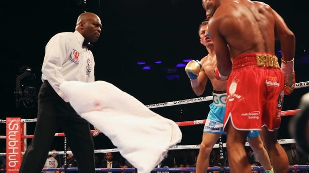 Kell Brook's corner throw the towel in