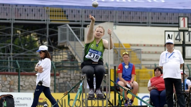 Deirdre Mongan on her way to bronze at the IPC Athletics European Championships