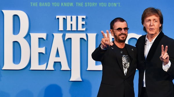 Ringo Starr and Paul McCartney on the blue carpet - 