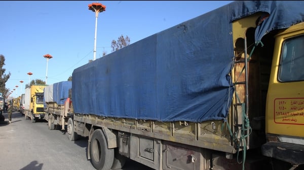 The UN said trucks were still waiting at the border with Turkey