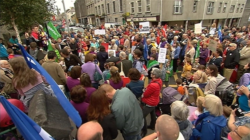 About 500 people protested outside Sligo town's main library today