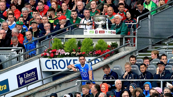 James McCarthy looks on after being dismissed for a cynical foul in the All-Ireland final