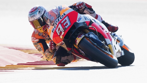 Marquez in action on the Aragon circuit in Spain