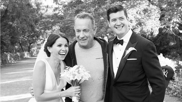 Tom Hanks drops in on the newlyweds photoshoot in New York (Pic: Meg Miller)