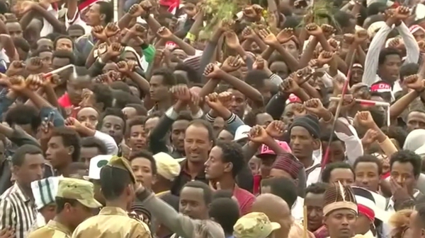 Anti-government protesters gathered at the religious festival in Ethiopia's Oromiya region