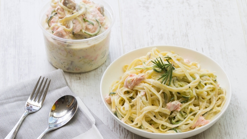 Siobhan Berry shares her delicious recipe for courgetti and salmon pasta. The kids will love the creamy flavour and the salmon will give your little ones a great omega-3 boost.