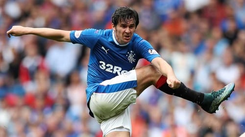Barton on one of his few appearances in Scotland with Rangers