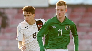 Steven Kinsella (R) was on target for Ireland