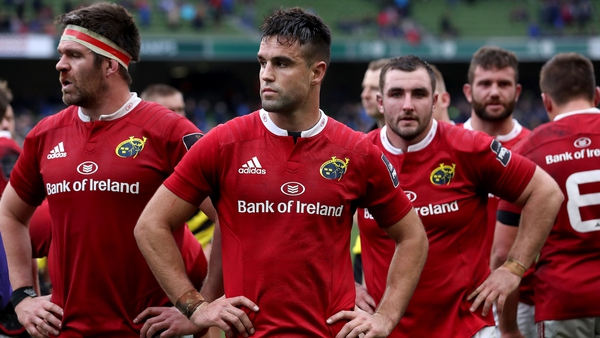 Munster players dejected at the end of the game