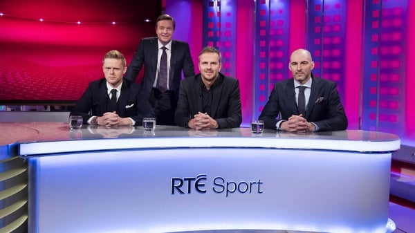 The RTÉ panel of Damien Duff, Didi Hamann and Richie Sadlier with Darragh Maloney