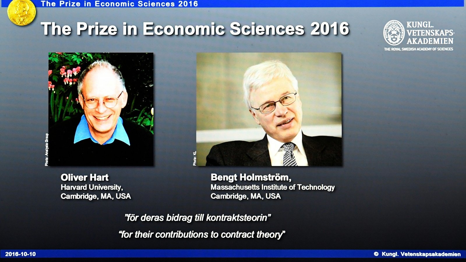 Contract theory earns pair Nobel Economics Prize