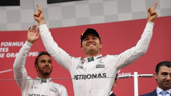 Nico Rosberg celebrates the win in Japan