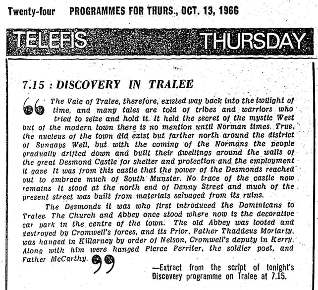RTÉ Guide, Discovery in Tralee 13 October 1966