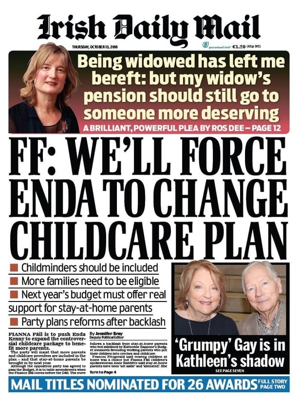 Irish daily mail Thursday 13
