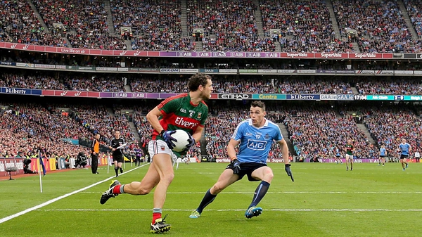 Parsons takes on Dublin's Paddy Andrews at Croke Park in the replayed All-Ireland final