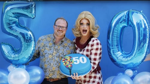 Project Arts Centre Artistic Director Cian O'Brien with Queen Of Ireland (and Project regular) Panti Bliss