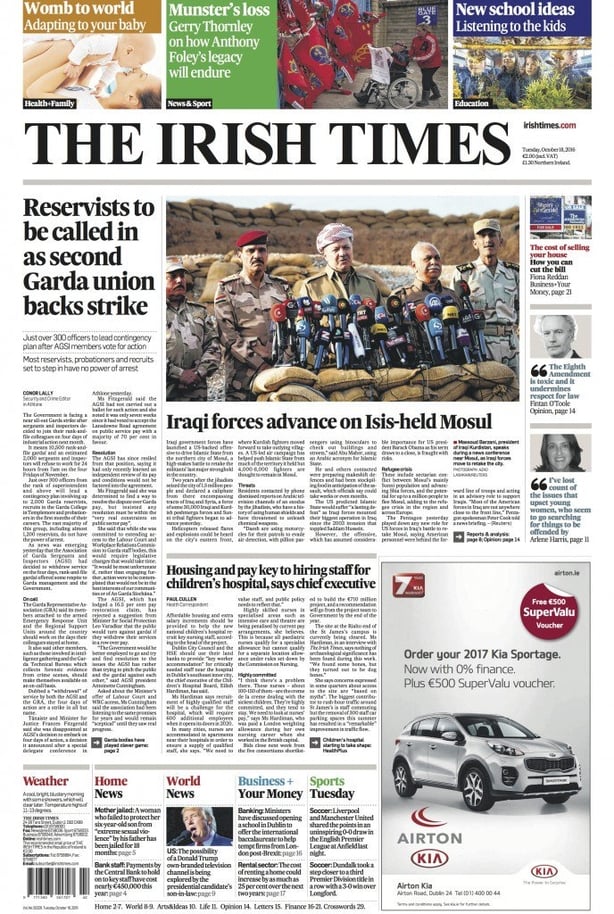 Irish Times Tuesday October 18th