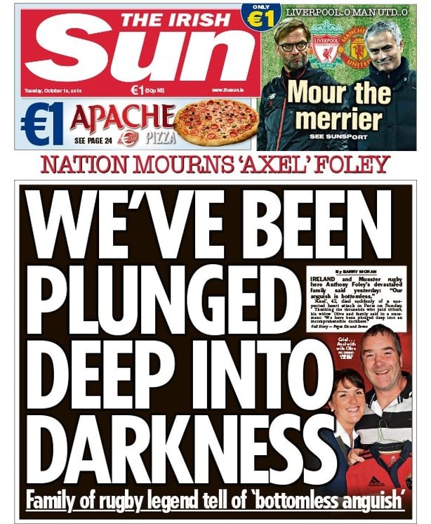 Irish Sun Tuesday October 18th