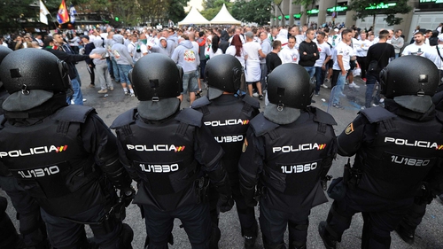 Spanish police watch over Legia Warsaw supporters