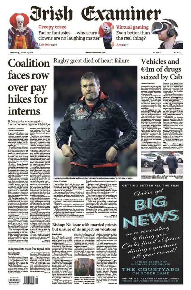 Irish Examiner Wednesday October 19th