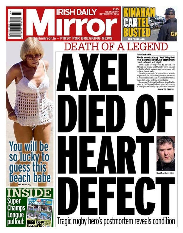 Irish Mirror Wednesday October 19th 