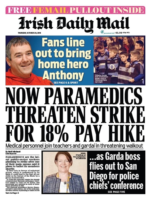 Irish Daily Mail Thursday October 20th