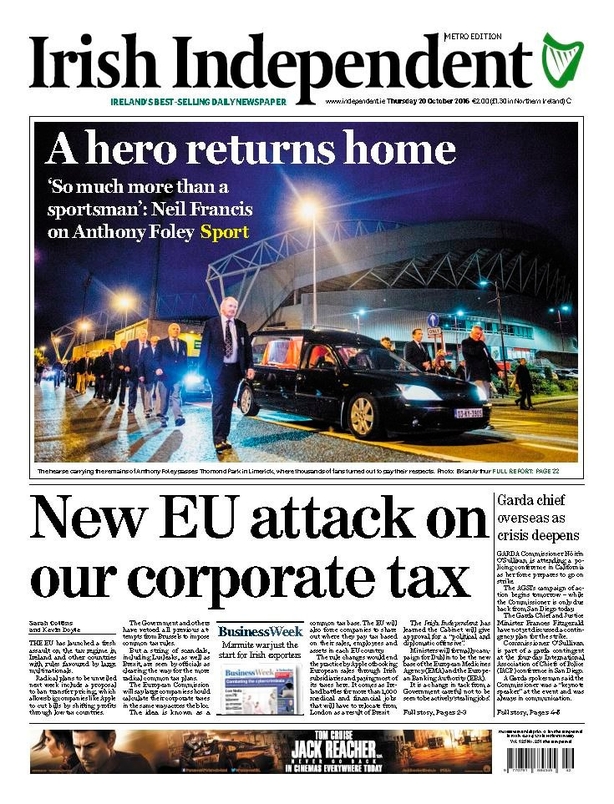 Irish Independent Thursday October 20th