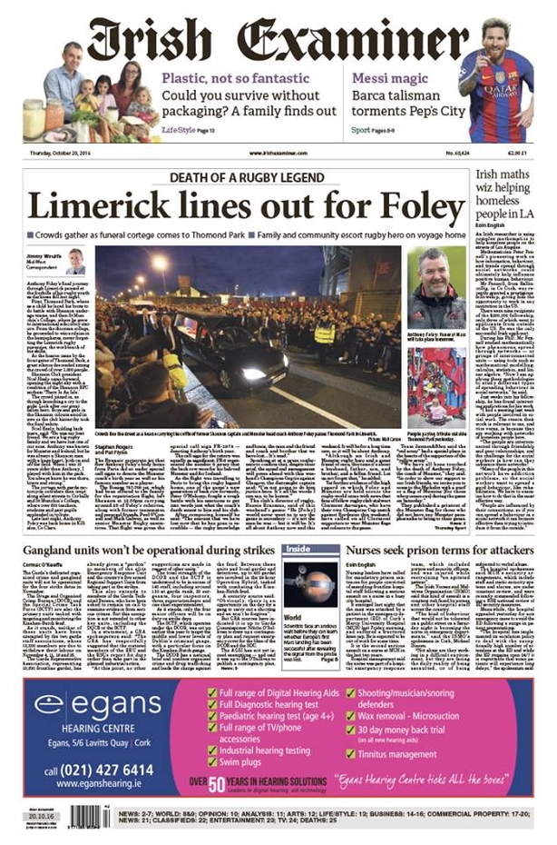 Irish Examiner Thursday October 20th