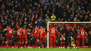 Klopp and his players salute the Kop following last season's West Brom draw