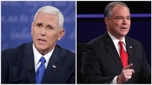 Mike Pence (L) is Donald Trump's running-mate and Tim Kaine (R) is Hillary Clinton's VP pick