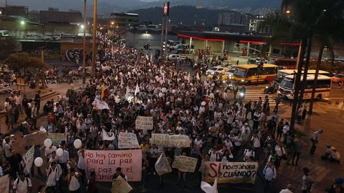 People take part in a march for peace in Medellin earlier this week