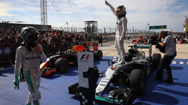Lewis Hamilton celebrates in Texas