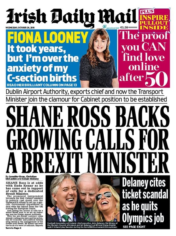 Irish Daily Mail Wednesday October 26th