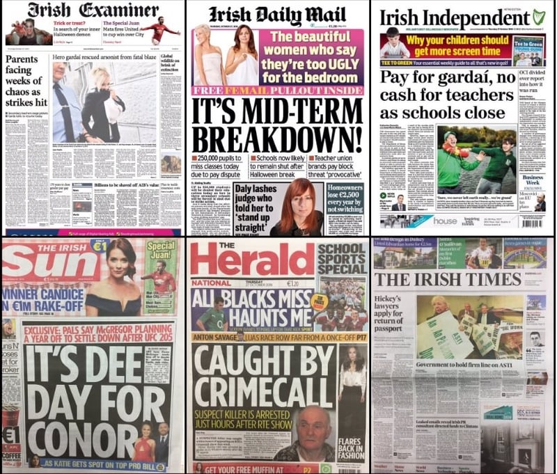 Newspaper headlines: Teachers' strike and Pat Hickey's passport