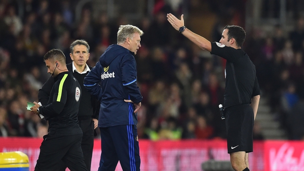 David Moyes admitted he had been sent off having sworn at fourth official James Adcock