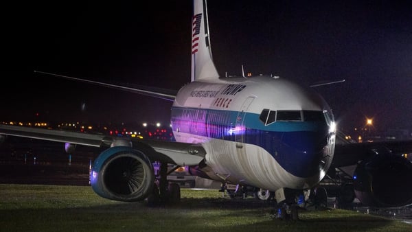 Donald Trump said the plane skidded off the runway and 'was pretty close to grave, grave danger'