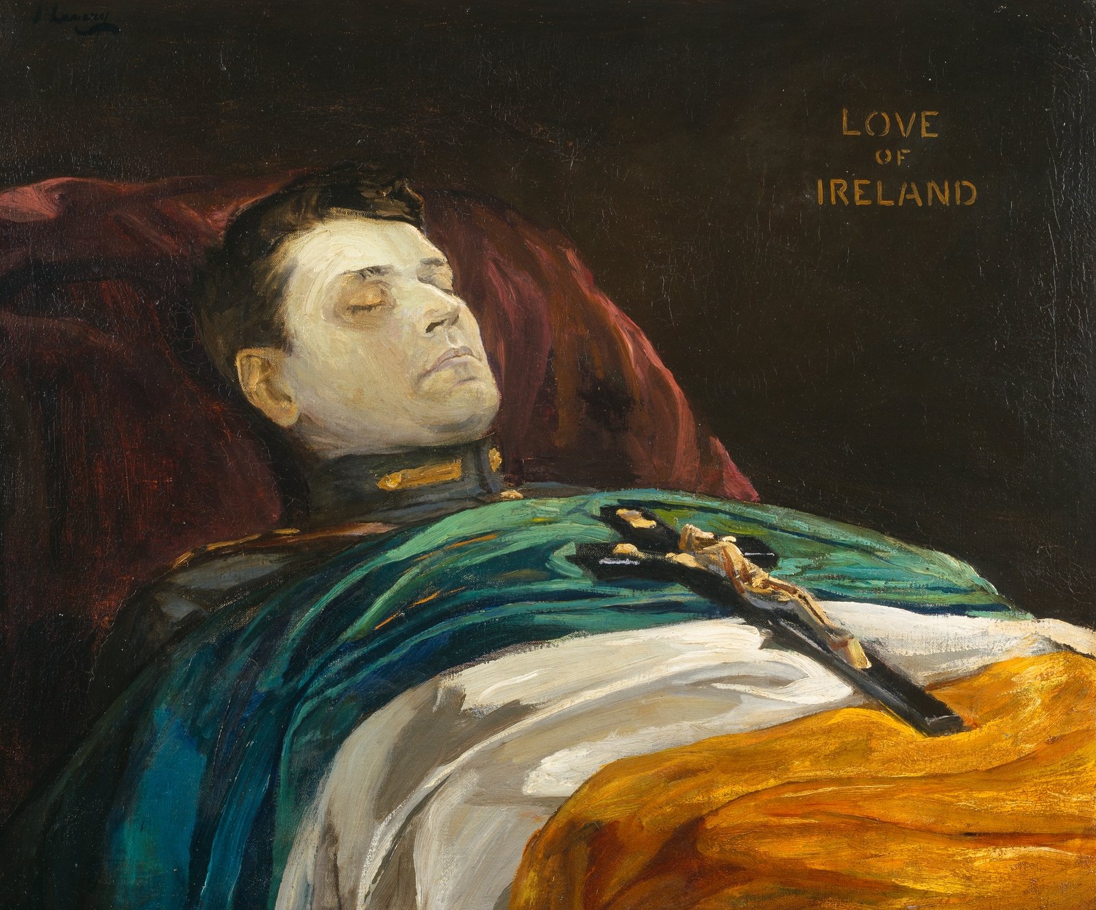 Image - Sir John Lavery's 1922 painting of Michael Collins lying in state, Michael Collins (Love of Ireland).