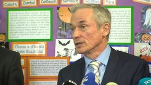 Minister for Education Richard Bruton speaking at the launch of the plan in An Cheathrú Rua, Co Galway