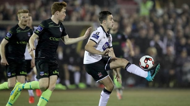 Dundalk's Robbie Benson and Gary Shanahan of Galway United