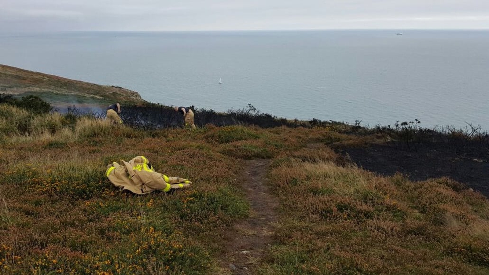 Fire brigade attend gorse fire in Howth