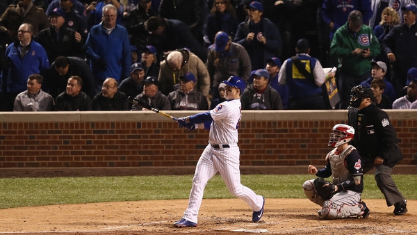 Anthony Rizzo was on the scoreboard as the Cubs edged out Cleveland in game five