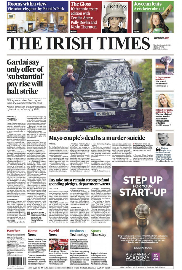 Irish Times Thursday Nov 3