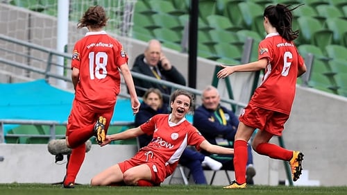 Leanne Kiernan celebrates a memorable Cup final goal for Shelbourne in 2016