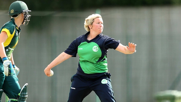Ciara Metcalfe bowling against Australia last year