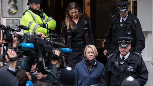 Ingrid Isgren leaves the Embassy of Ecuador after questioning WikiLeaks founder Julian Assange