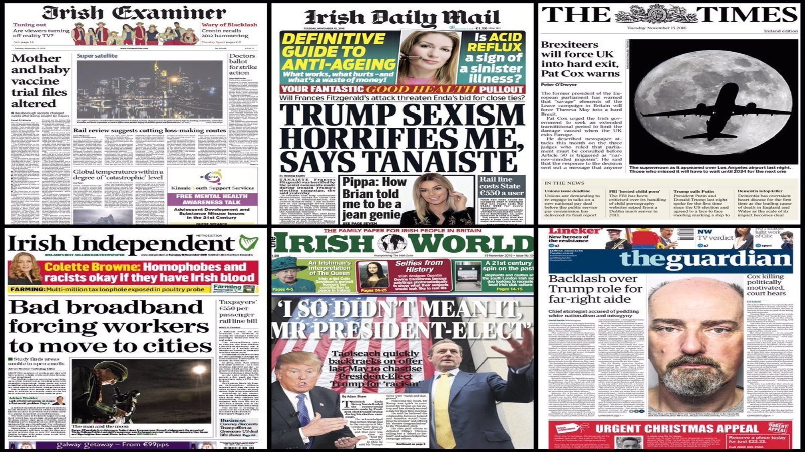 Newspaper Headlines Supermoon And Donald Trump