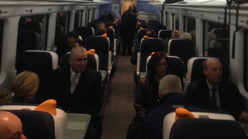 Shane Ross was among the passengers today as the Phoenix Park tunnel opened (pic: @IrishRail)